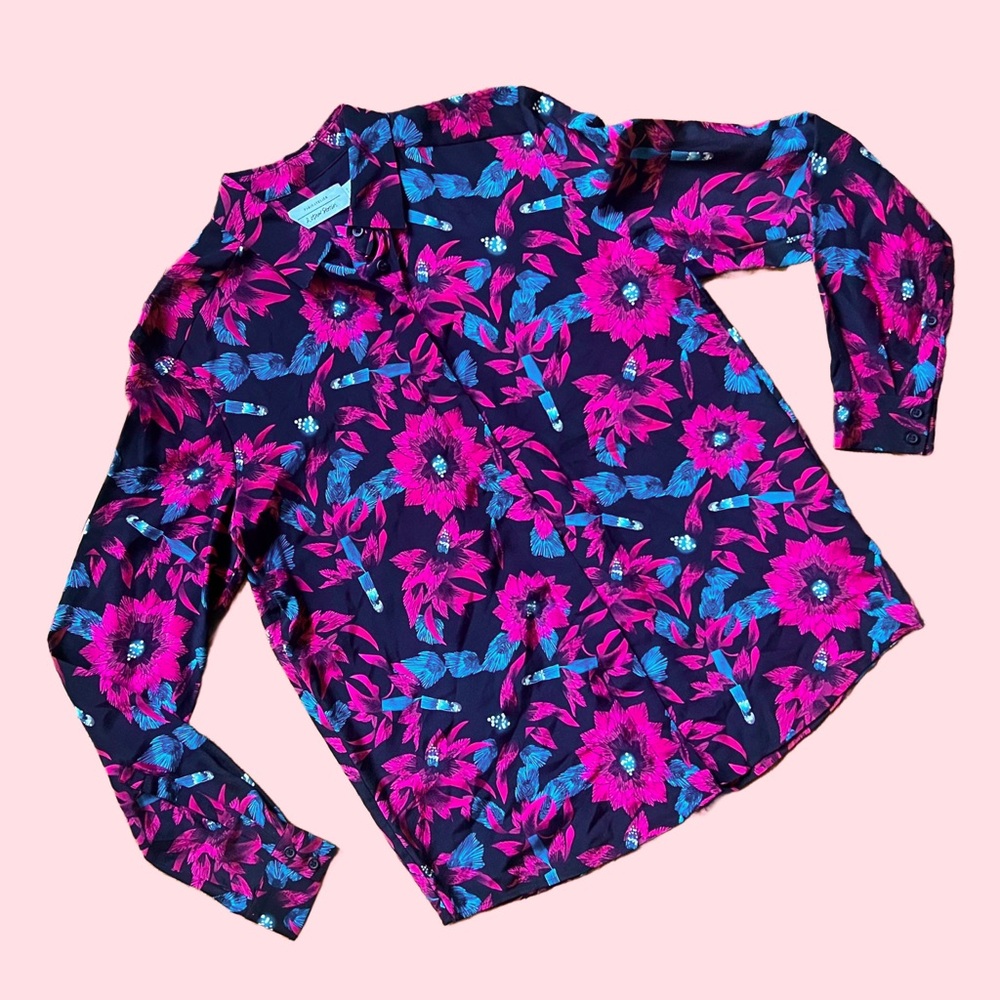 Paris Atelier & Other Stories silk floral button up blouse